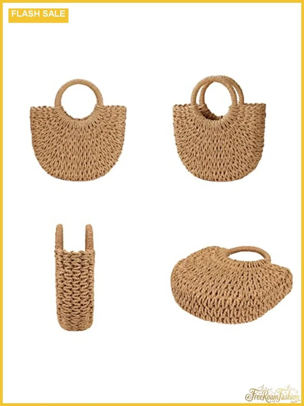Woven Straw Beach Bag Crossbody Shoulder Handbag Summer Satchel